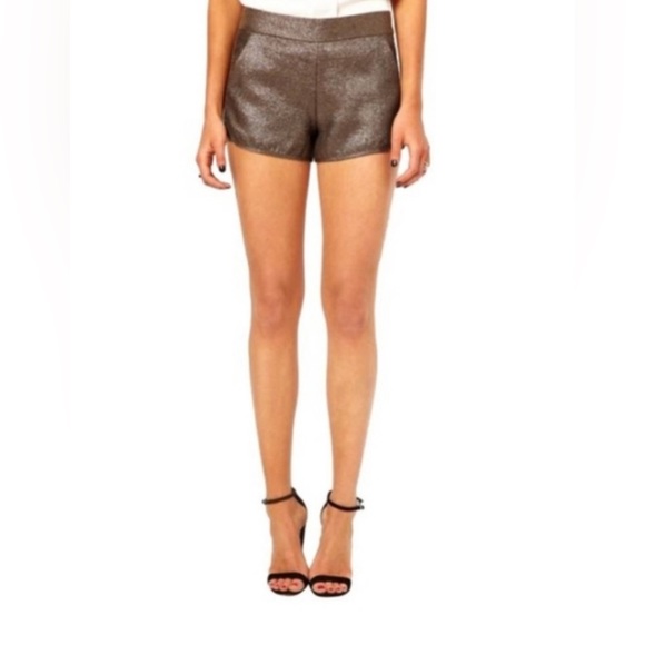 French Connection bronze shorts, size 4 (waist 28in). Zips closed at the back. - Picture 2 of 4